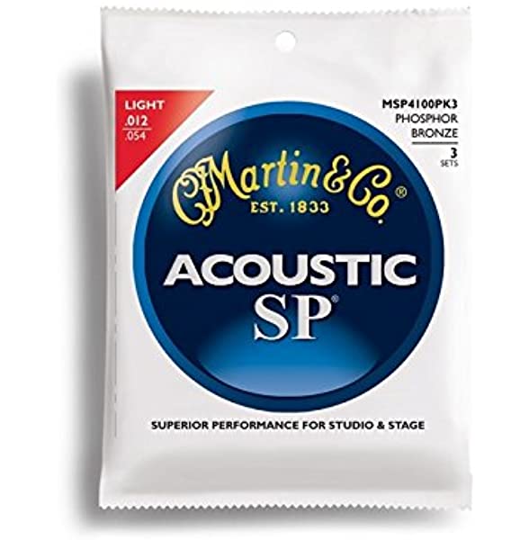 Martin Acoustic SP Phosphor Bronze Guitar Strings -.012-.054 Light - 3 Pack