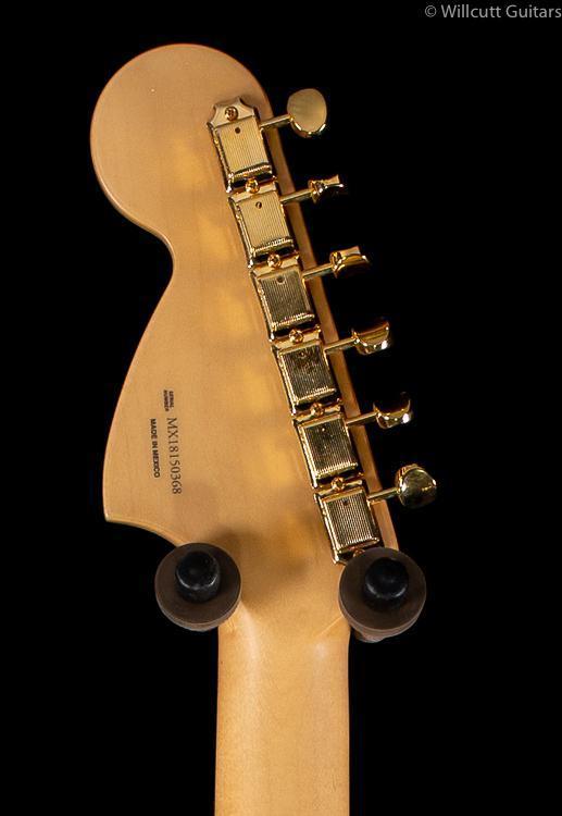 Fender Limited Edition Mahogany Blacktop Stratocaster HHH Olympic White Gold Hardware