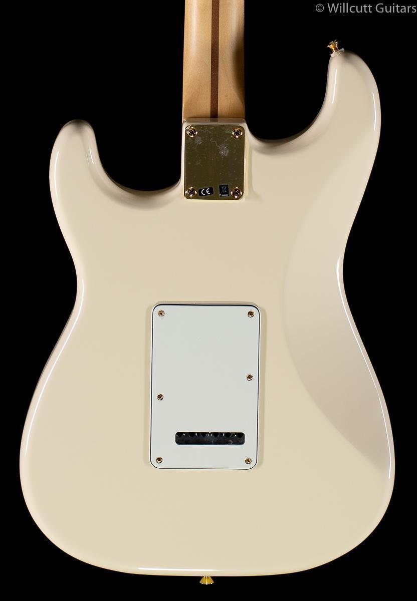 Fender Limited Edition Mahogany Blacktop Stratocaster HHH Olympic White Gold Hardware