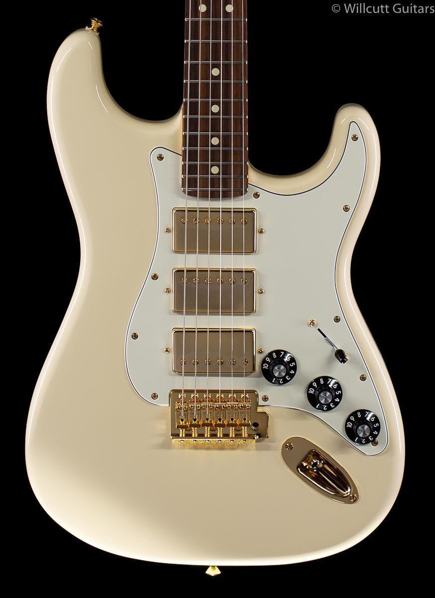 Fender Limited Edition Mahogany Blacktop Stratocaster HHH Olympic White  Gold Hardware