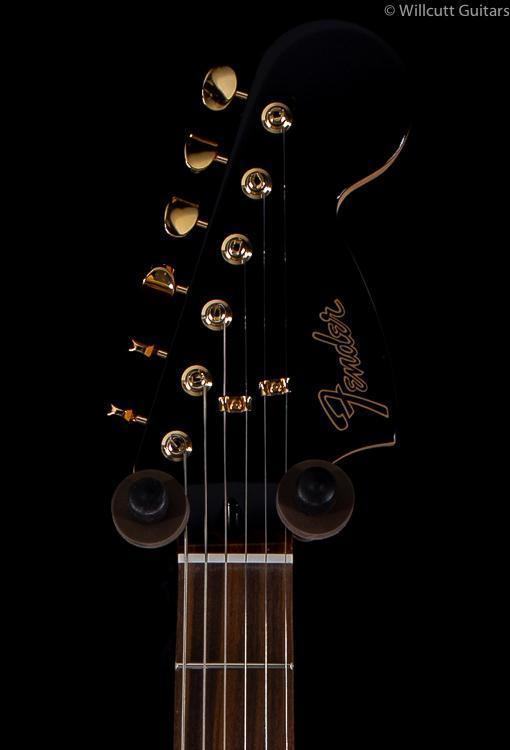 Fender Limited Edition Mahogany Blacktop Stratocaster HHH Olympic White Gold Hardware