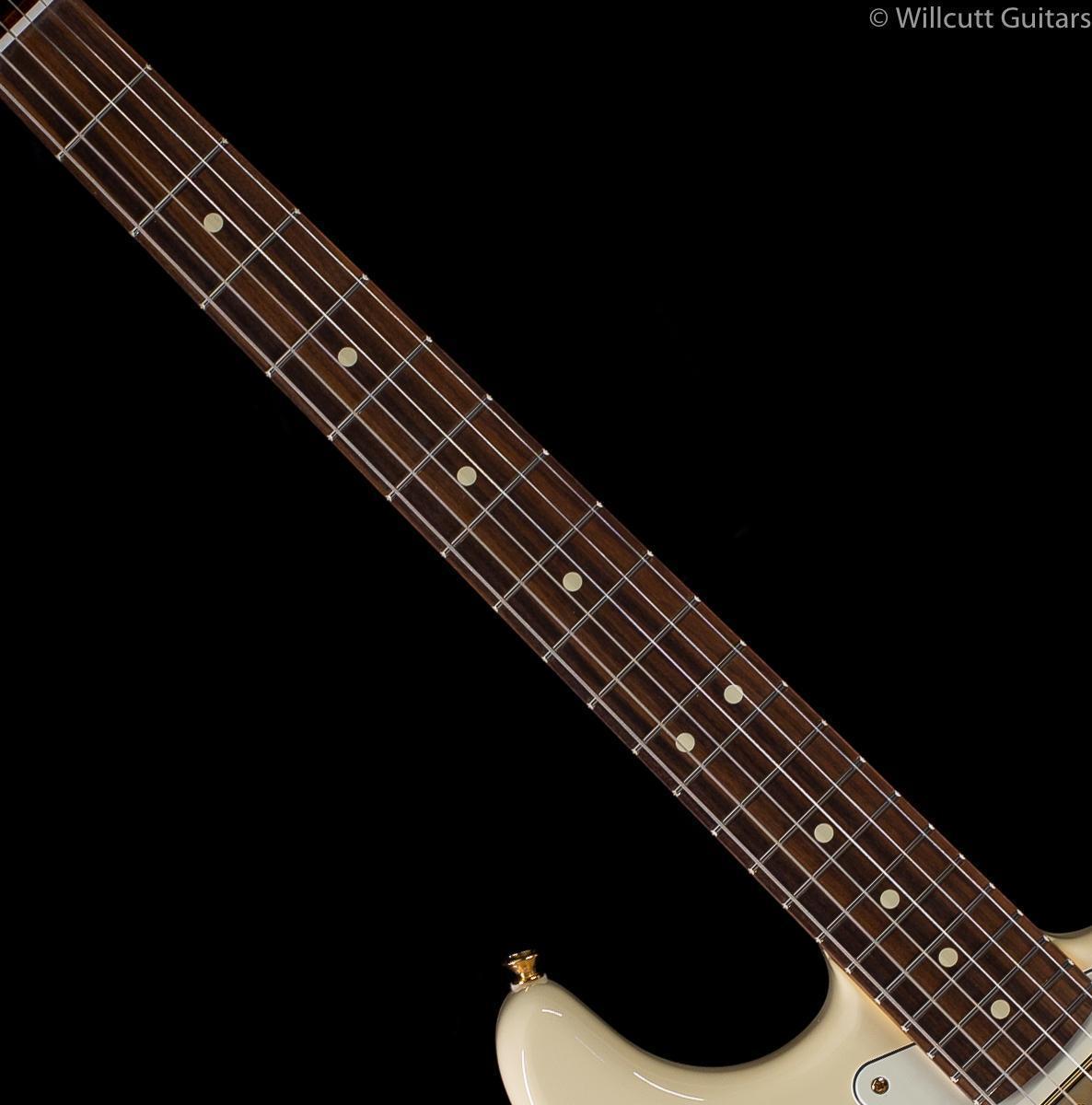 Fender Limited Edition Mahogany Blacktop Stratocaster HHH Olympic White Gold Hardware