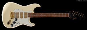 Fender Limited Edition Mahogany Blacktop Stratocaster HHH Olympic White Gold Hardware
