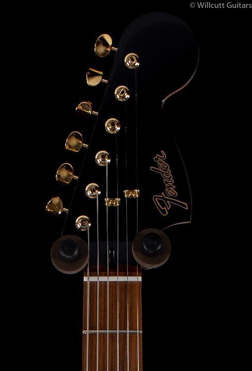 Fender Limited Edition Mahogany Blacktop Stratocaster HHH Olympic White Gold Hardware