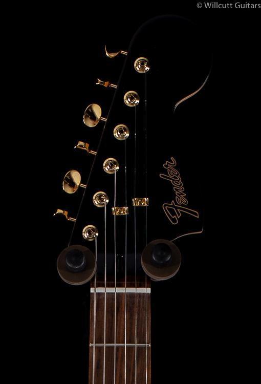 Fender Limited Edition Mahogany Blacktop Stratocaster HHH Olympic White Gold Hardware