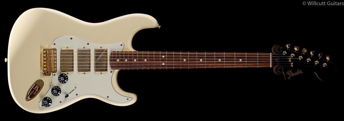 Fender Limited Edition Mahogany Blacktop Stratocaster HHH Olympic White Gold Hardware