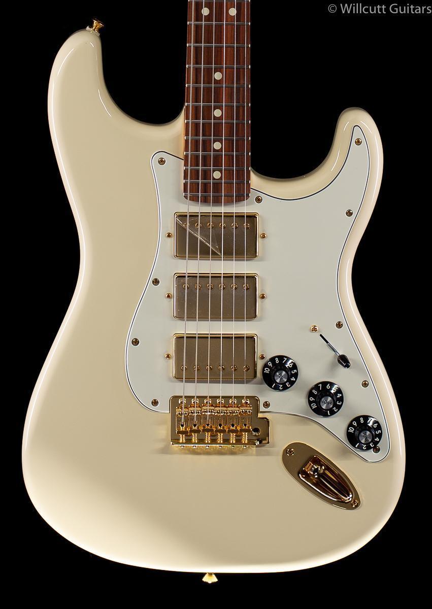Fender Limited Edition Mahogany Blacktop Stratocaster HHH Olympic White Gold Hardware