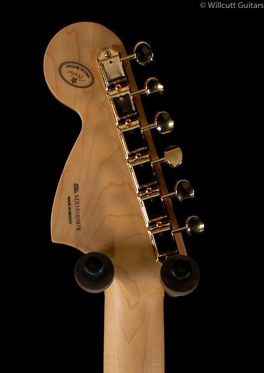 Fender Limited Edition Mahogany Blacktop Stratocaster HHH Olympic White Gold Hardware