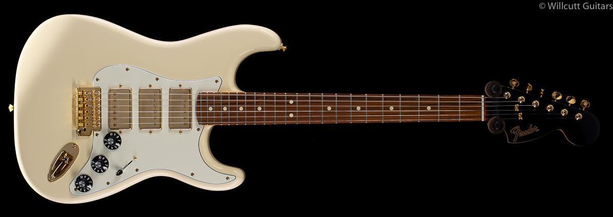 Fender Limited Edition Mahogany Blacktop Stratocaster HHH Olympic White  Gold Hardware