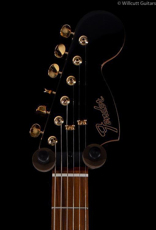 Fender Limited Edition Mahogany Blacktop Stratocaster HHH Olympic White Gold Hardware