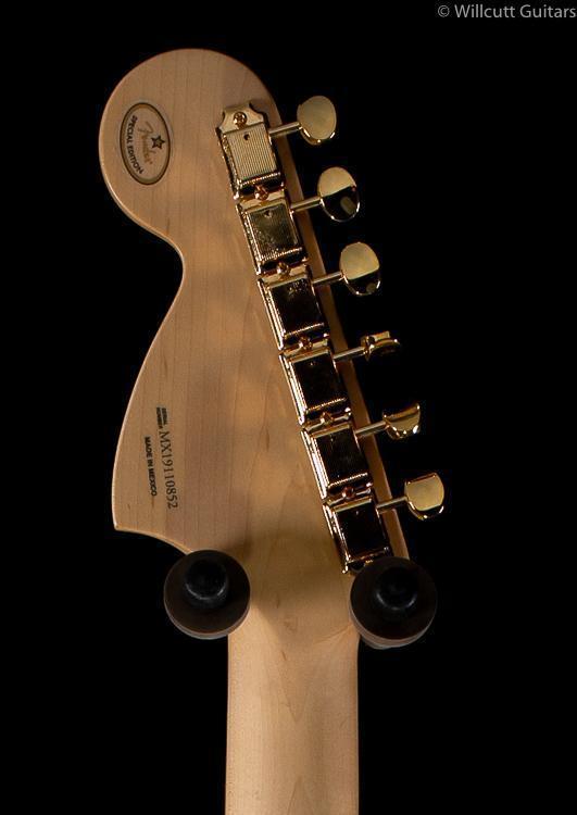 Fender Limited Edition Mahogany Blacktop Stratocaster HHH Olympic White Gold Hardware