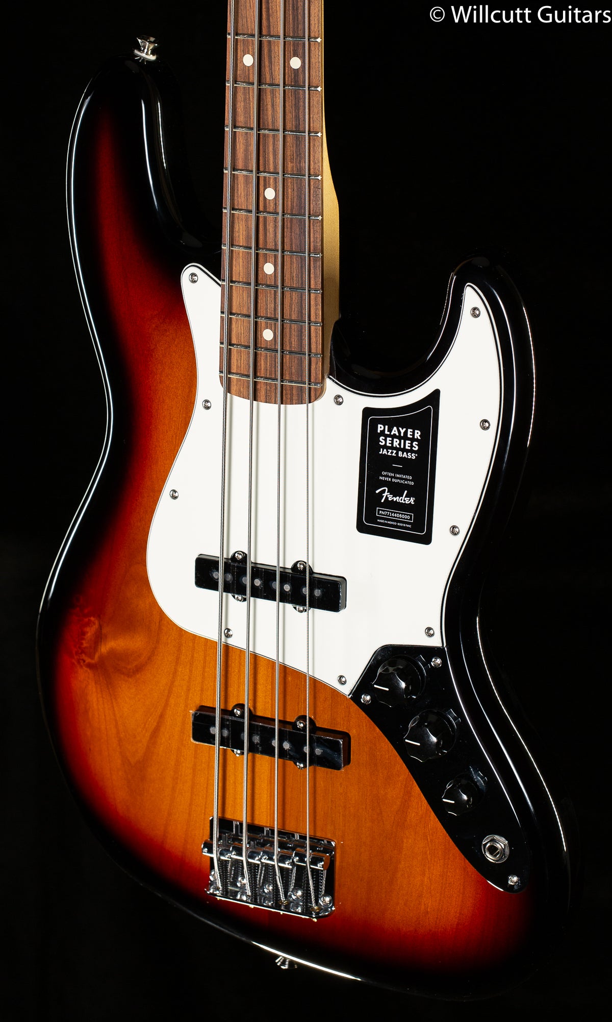 Fender Player Jazz Bass 3-Color Sunburst Pau Ferro Bass Guitar (170)