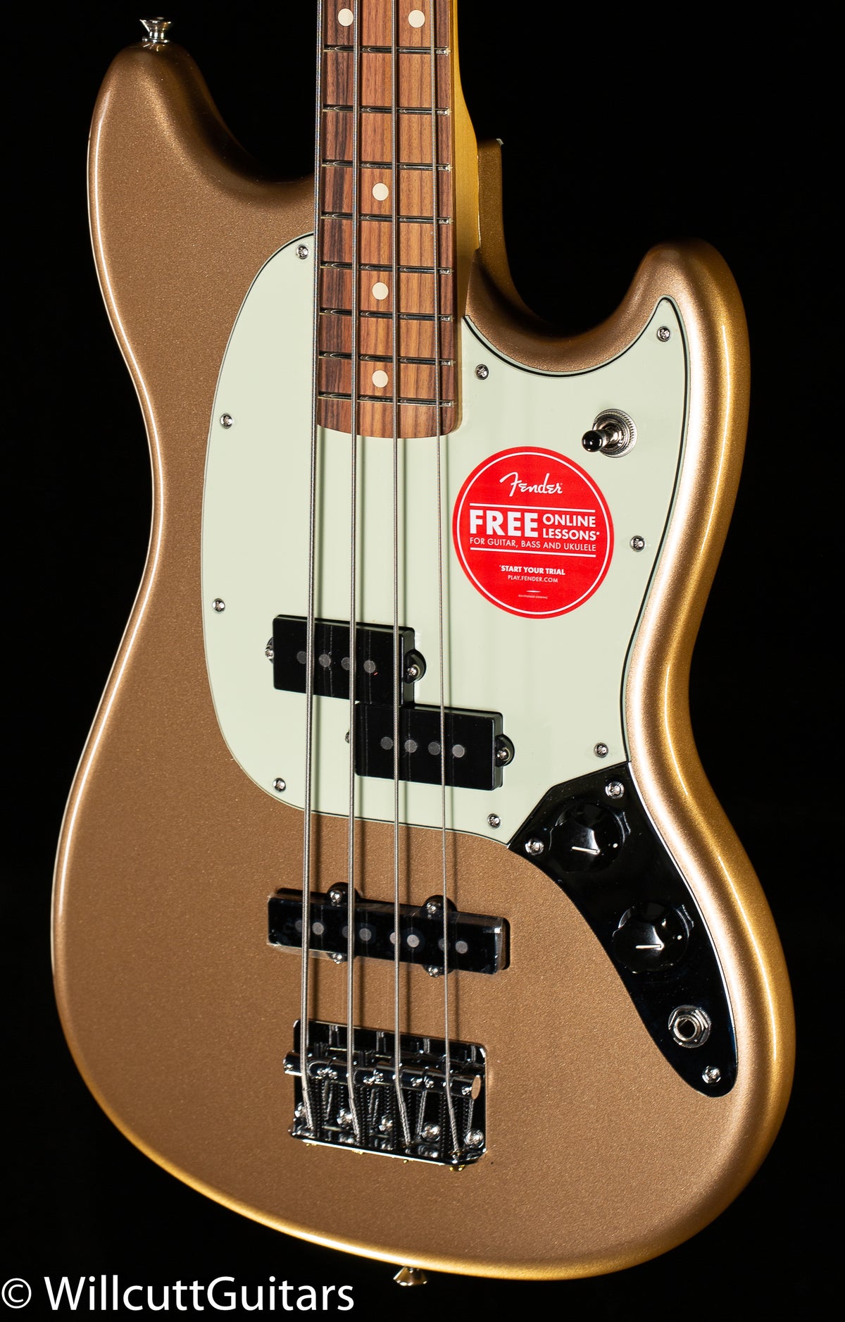 Fender Player Mustang Bass PJ Pau Ferro Fingerboard Firemist Gold (375) Bass Guitar