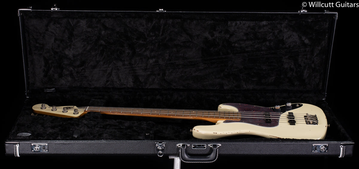 Fender 60th Anniversary Road Worn Jazz Bass Olympic White Pau Ferro Fingerboard Bass Guitar