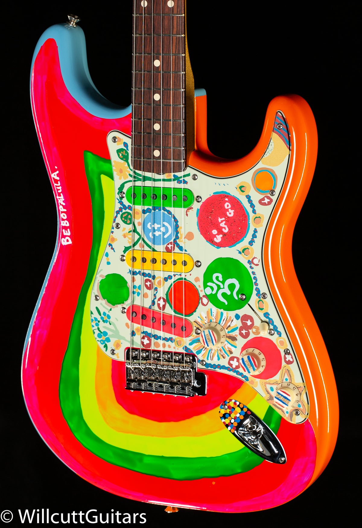 Fender George Harrison Rocky Stratocaster Rosewood Fingerboard Hand Painted Rocky Artwork Over Sonic Blue (456)