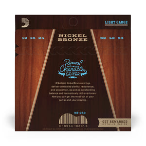 D'Addario NB1253  12-53 Light, Nickel Bronze