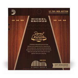 D'Addario NB1256 12-56 Light Top/Medium Bottom, Nickel Bronze