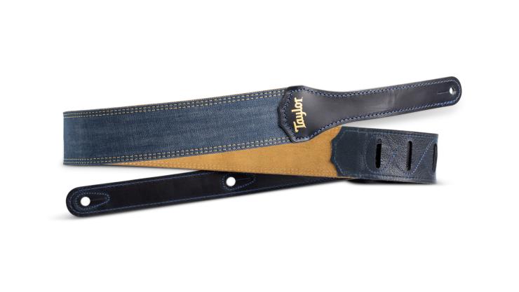Taylor Blue Denim 2" Guitar Strap - Gold Logo