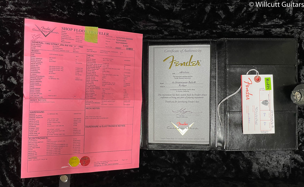 Fender Custom Shop Willcutt True '62 Stratocaster Journeyman Relic Fiesta Red '57 V (930)