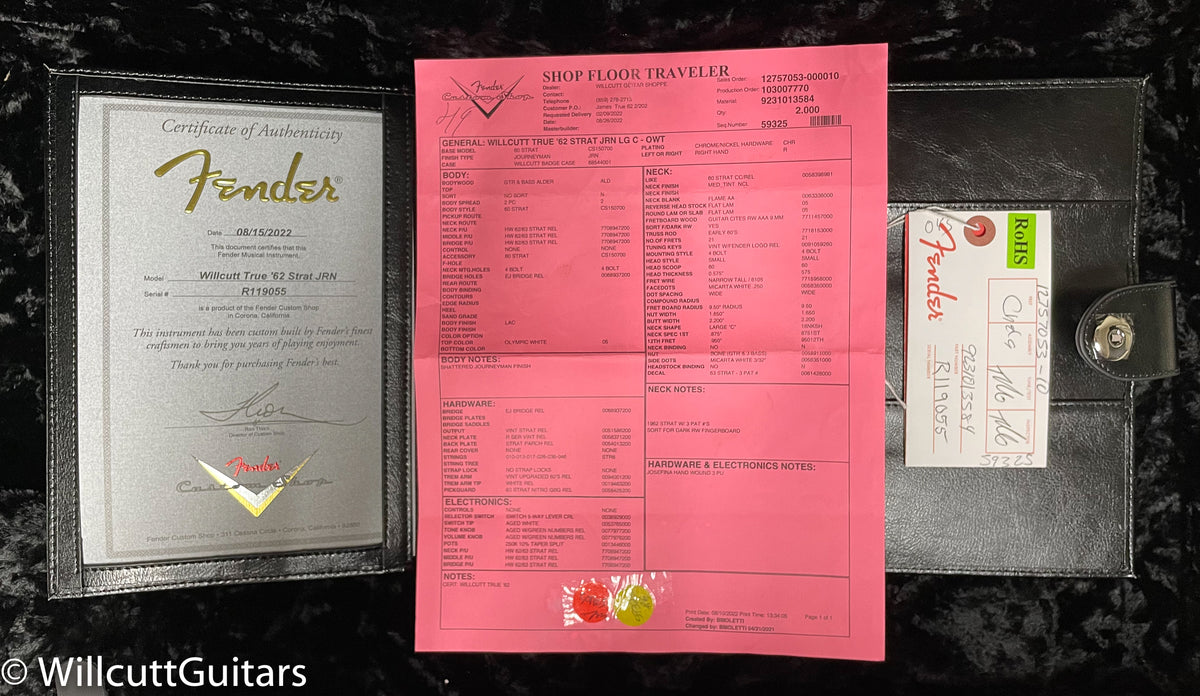 Fender Custom Shop Willcutt True '62 Stratocaster Journeyman Relic Olympic White Large C (055)