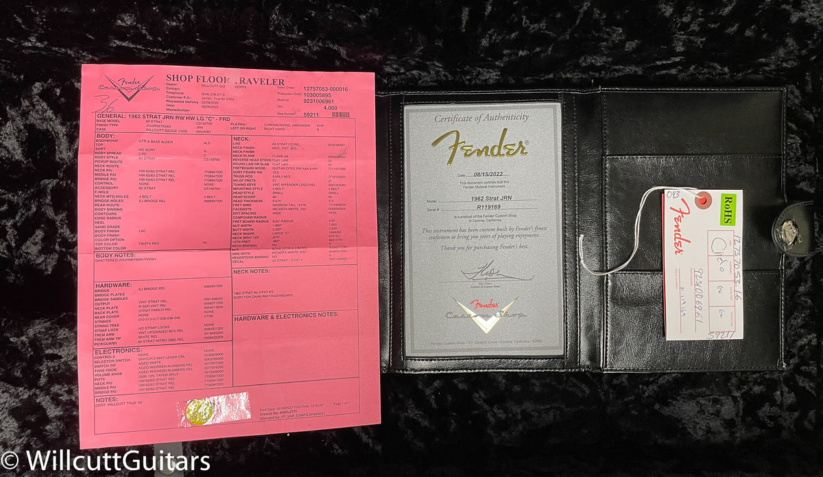 Fender Custom Shop Willcutt True '62 Stratocaster Journeyman Relic Fiesta Red Large C (169)