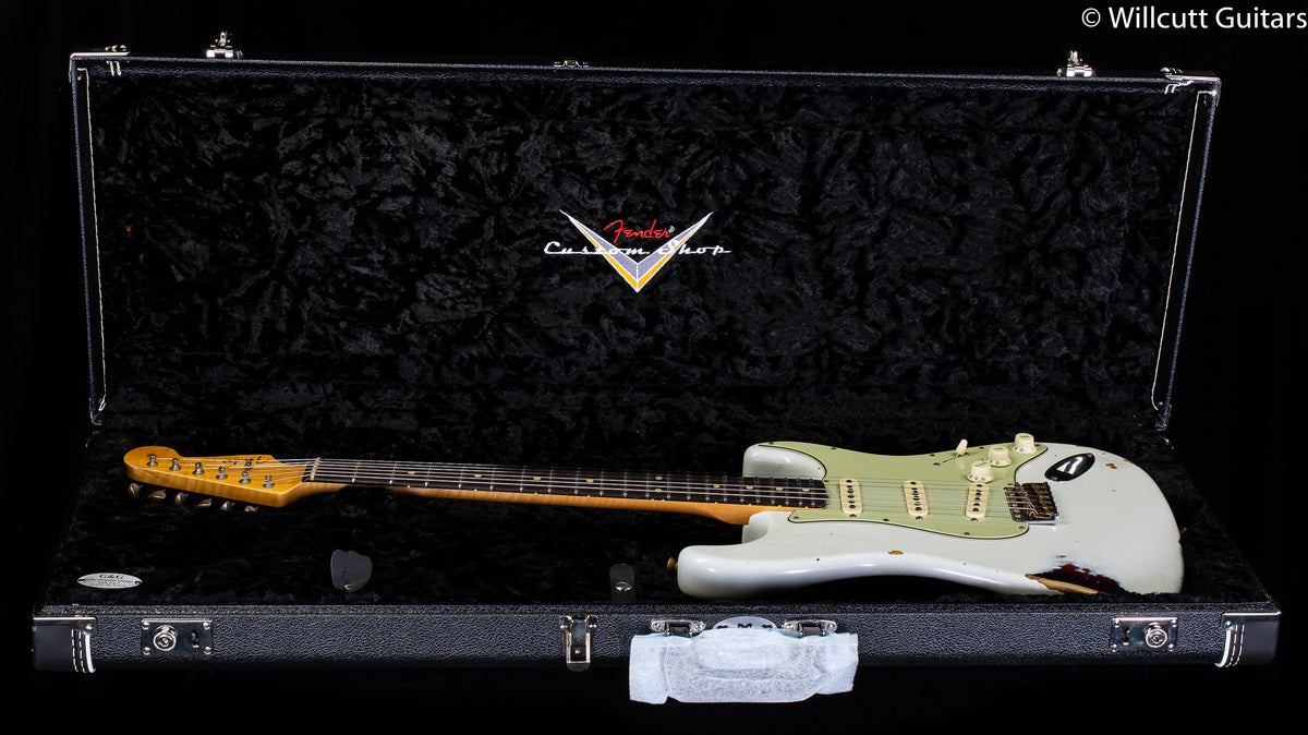 Fender Custom Shop Willcutt True '62 Stratocaster Journeyman Relic Olympic White Over Sunburst '59 C (620)