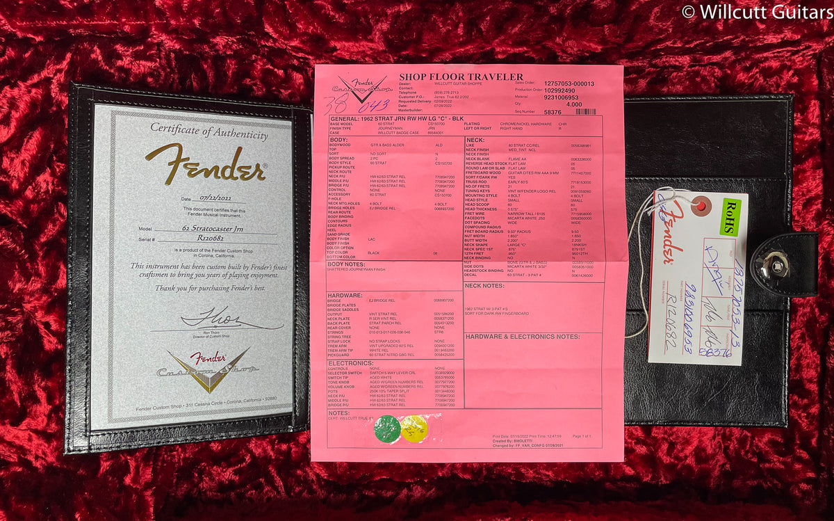 Fender Custom Shop Willcutt True '62 Stratocaster Journeyman Relic Black Large C (682)