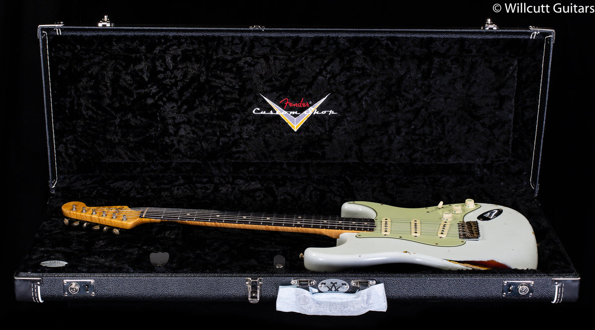 Fender Custom Shop Willcutt True '62 Stratocaster Journeyman Relic Olympic White Over Sunburst '59 C (146)