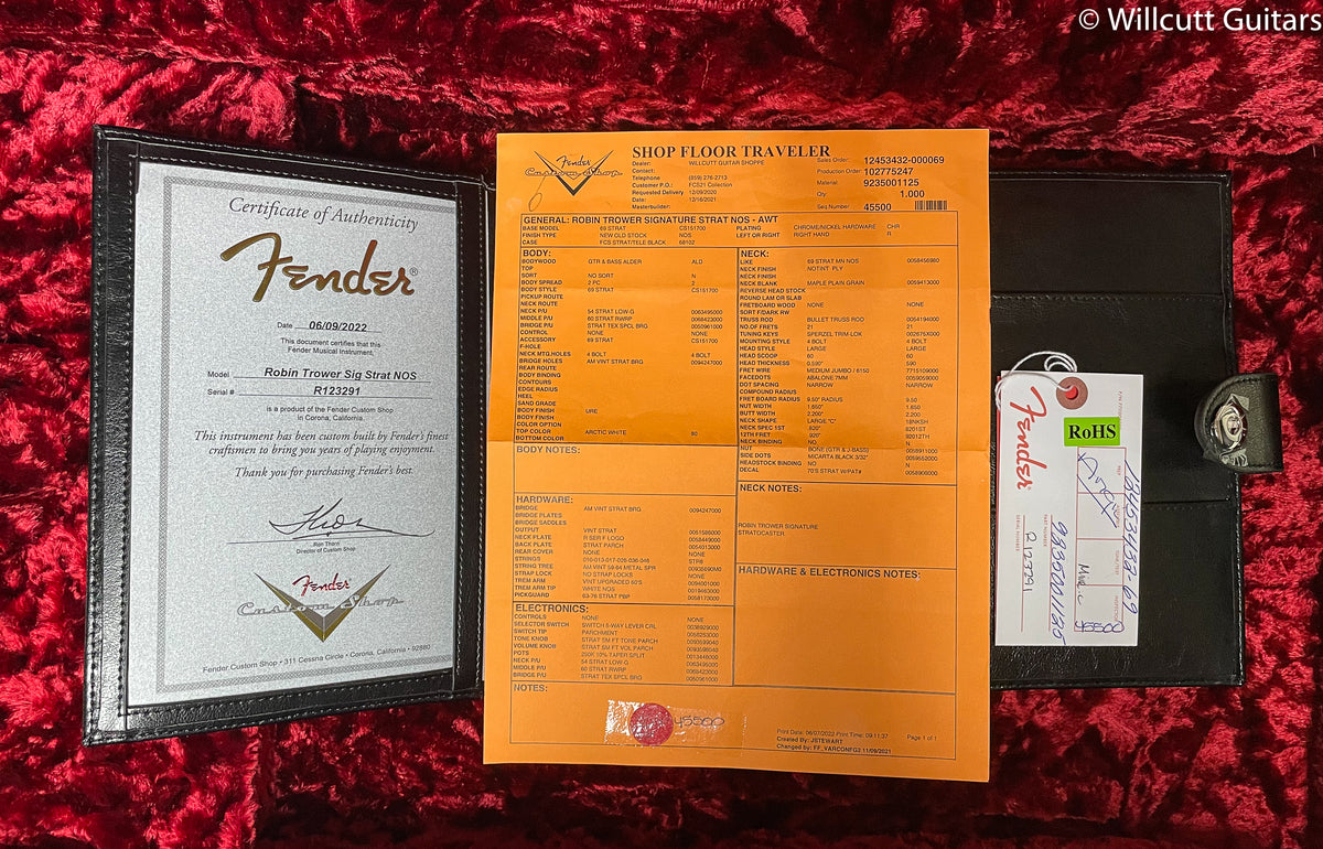 Fender Custom Shop Robin Trower Signature Stratocaster Maple Fingerboard Arctic White (291)