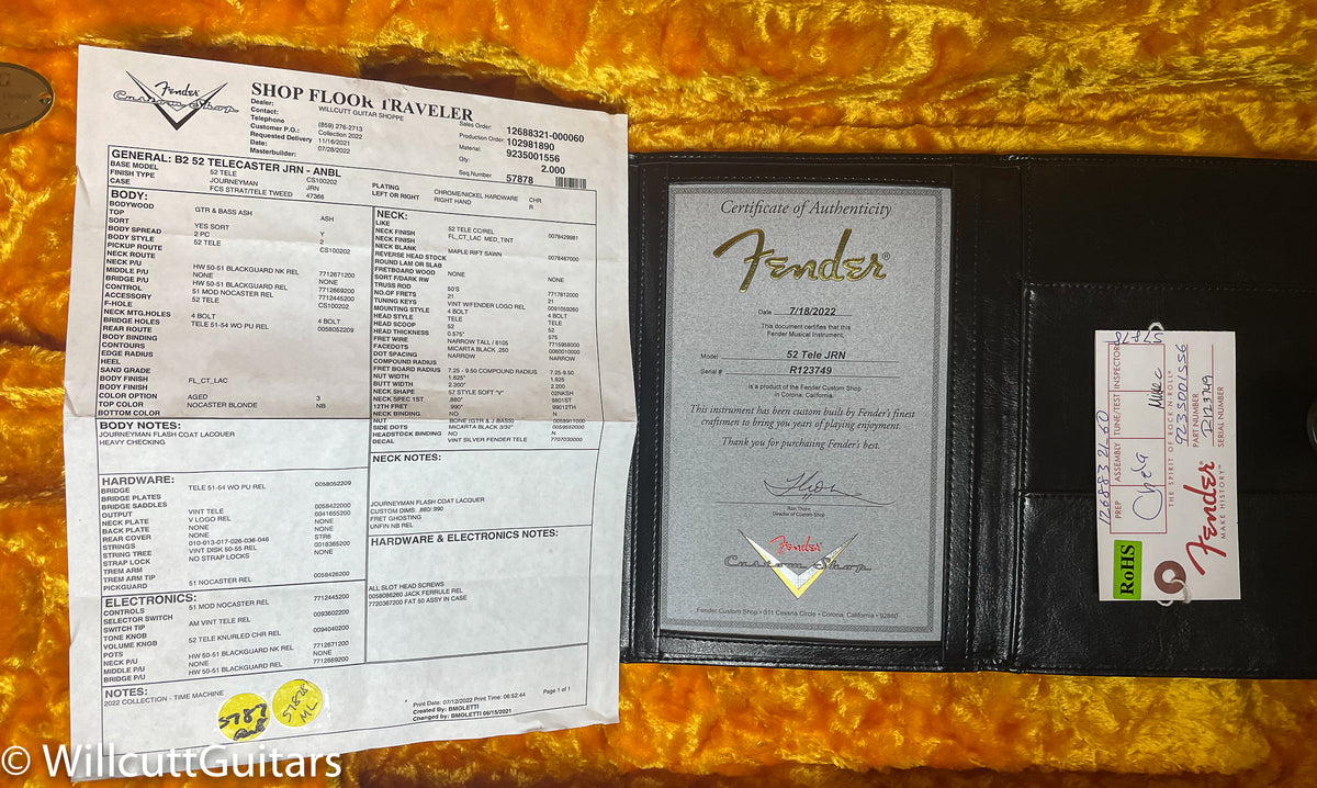 Fender Custom Shop B2 52 TELECASTER JRN - ANBL (749)