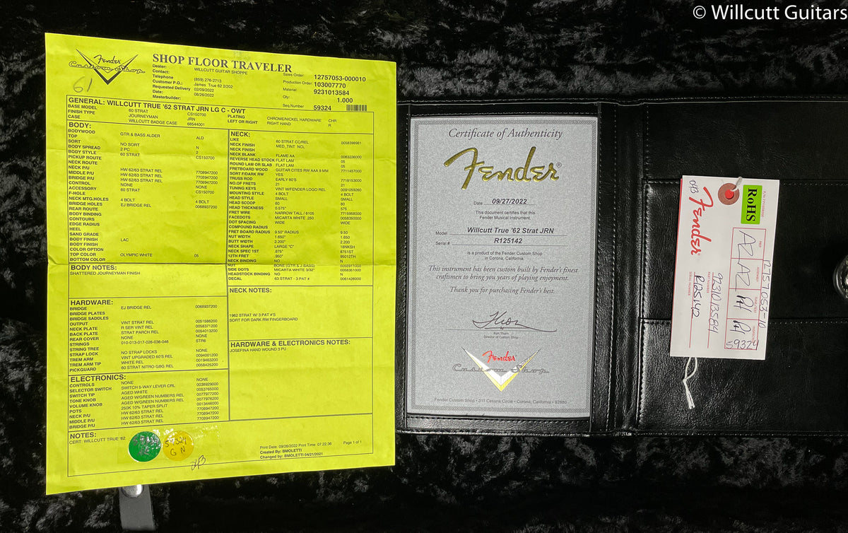 Fender Custom Shop Willcutt True '62 Stratocaster Journeyman Relic Olympic White Large C (142)