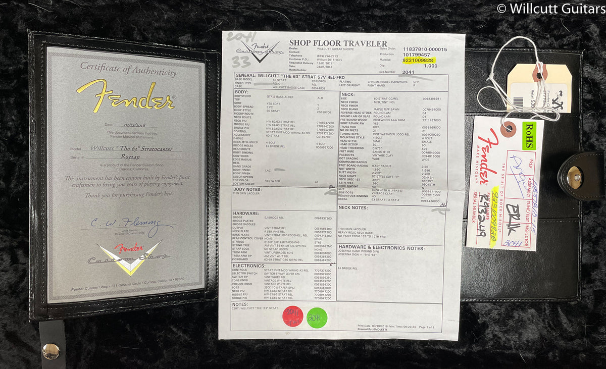 Fender Custom Shop &quot;The 63&quot; 1963 Stratocaster Relic Fiesta Red 57V