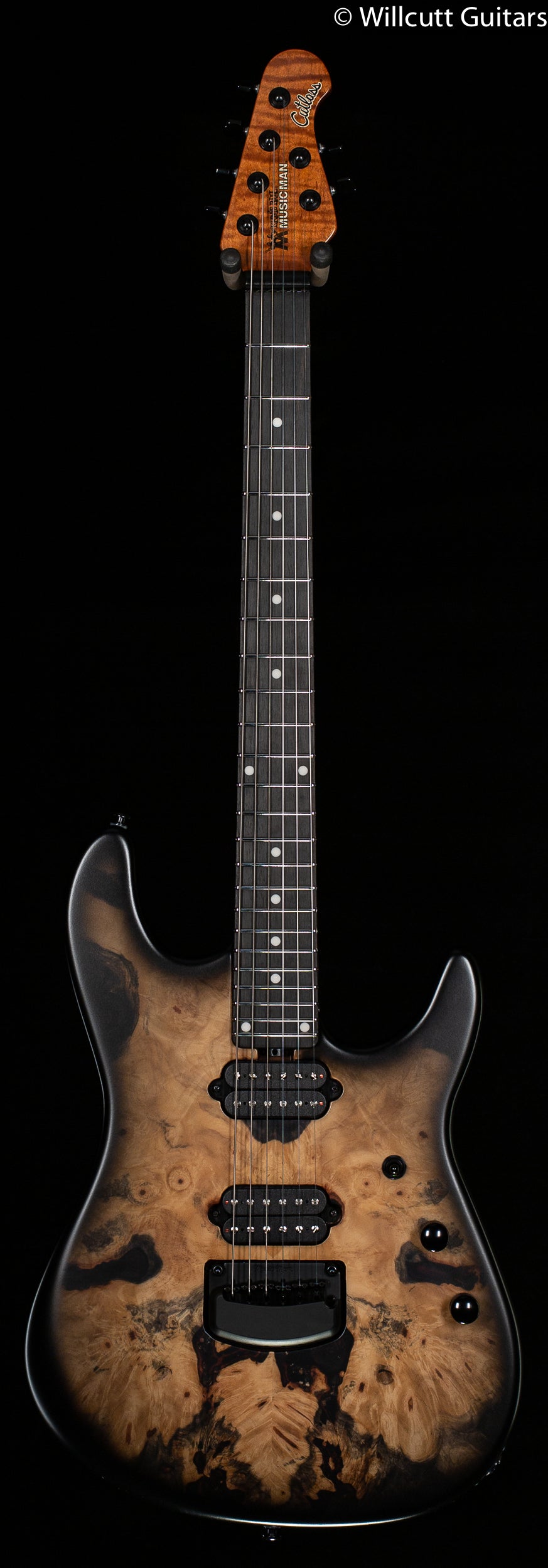 Ernie Ball Music Man Jason Richardson 6-string Cutlass Natural Buckeye Burl Black Burst