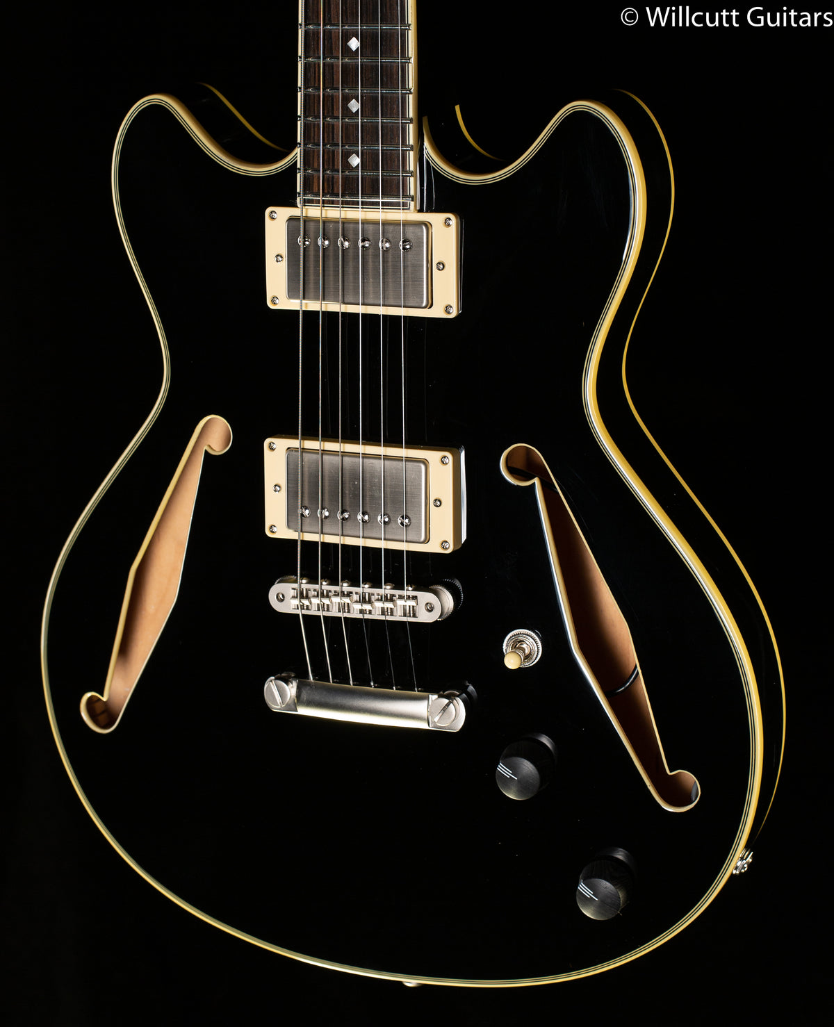 D&#39;Angelico Excel Mini DC Tour Collection Solid Black (193)