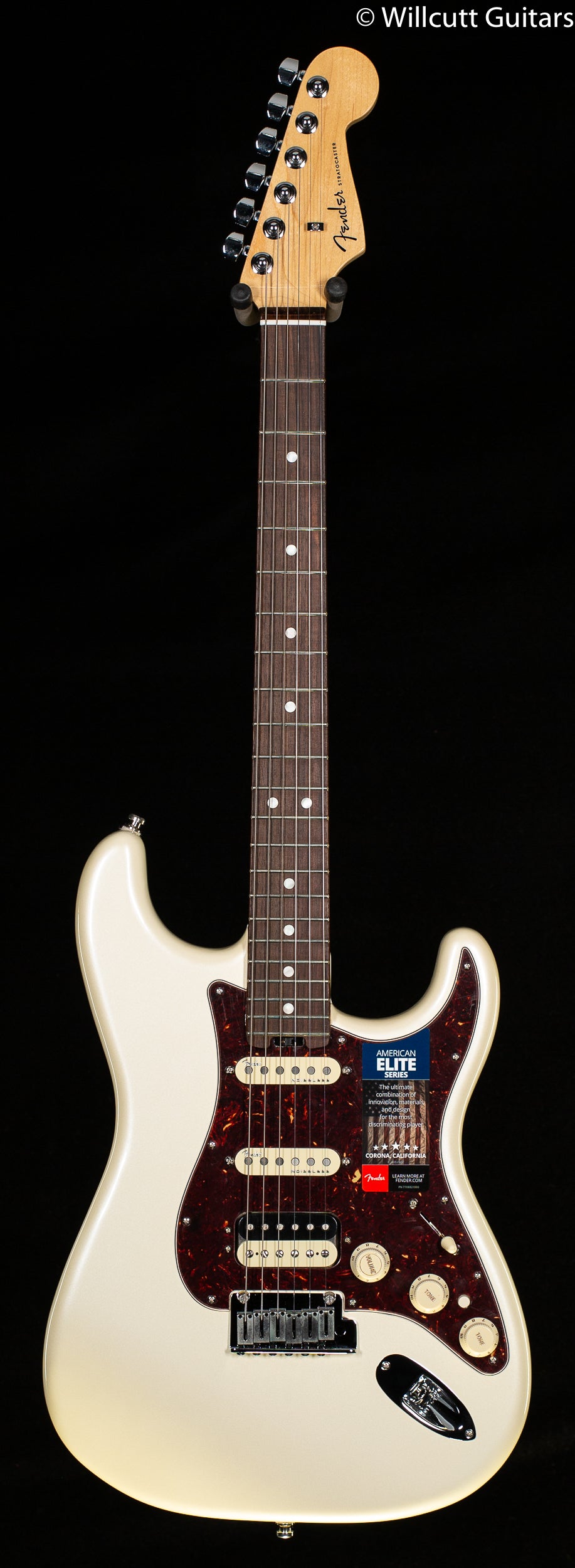 Fender American Elite Stratocaster Olympic Pearl Rosewood Fingerboard -  Willcutt Guitars