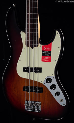 Fender American Professional Jazz Bass Fretless 3-Tone Sunburst Rosewood Bass Guitar