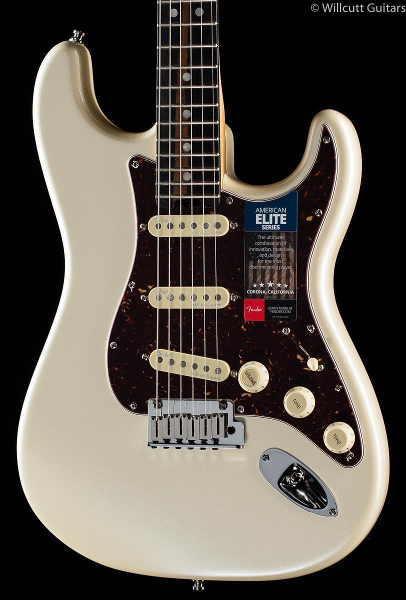 Fender American Elite Stratocaster Olympic Pearl Ebony - Willcutt