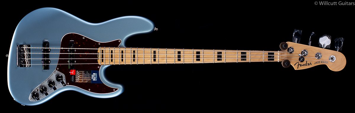 Fender American Elite Jazz Bass Satin Ice Blue Metallic Maple