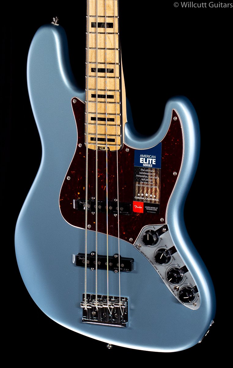 Fender American Elite Jazz Bass Satin Ice Blue Metallic Maple