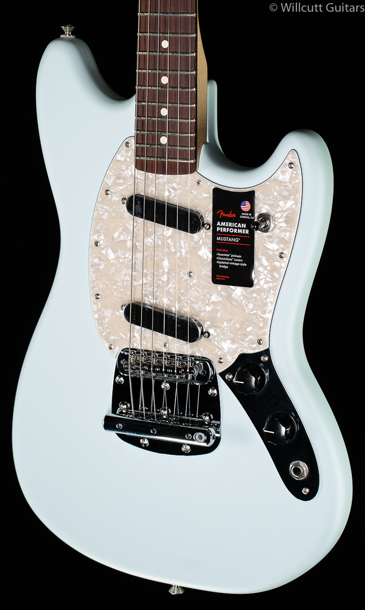 Fender American Performer Mustang Satin Sonic Blue - Willcutt Guitars