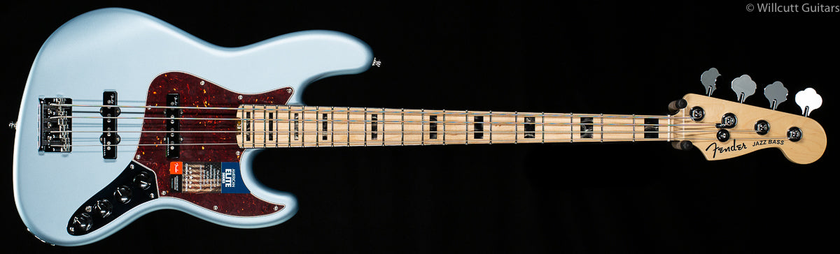 Fender American Elite Jazz Bass Satin Ice Blue Metallic Maple