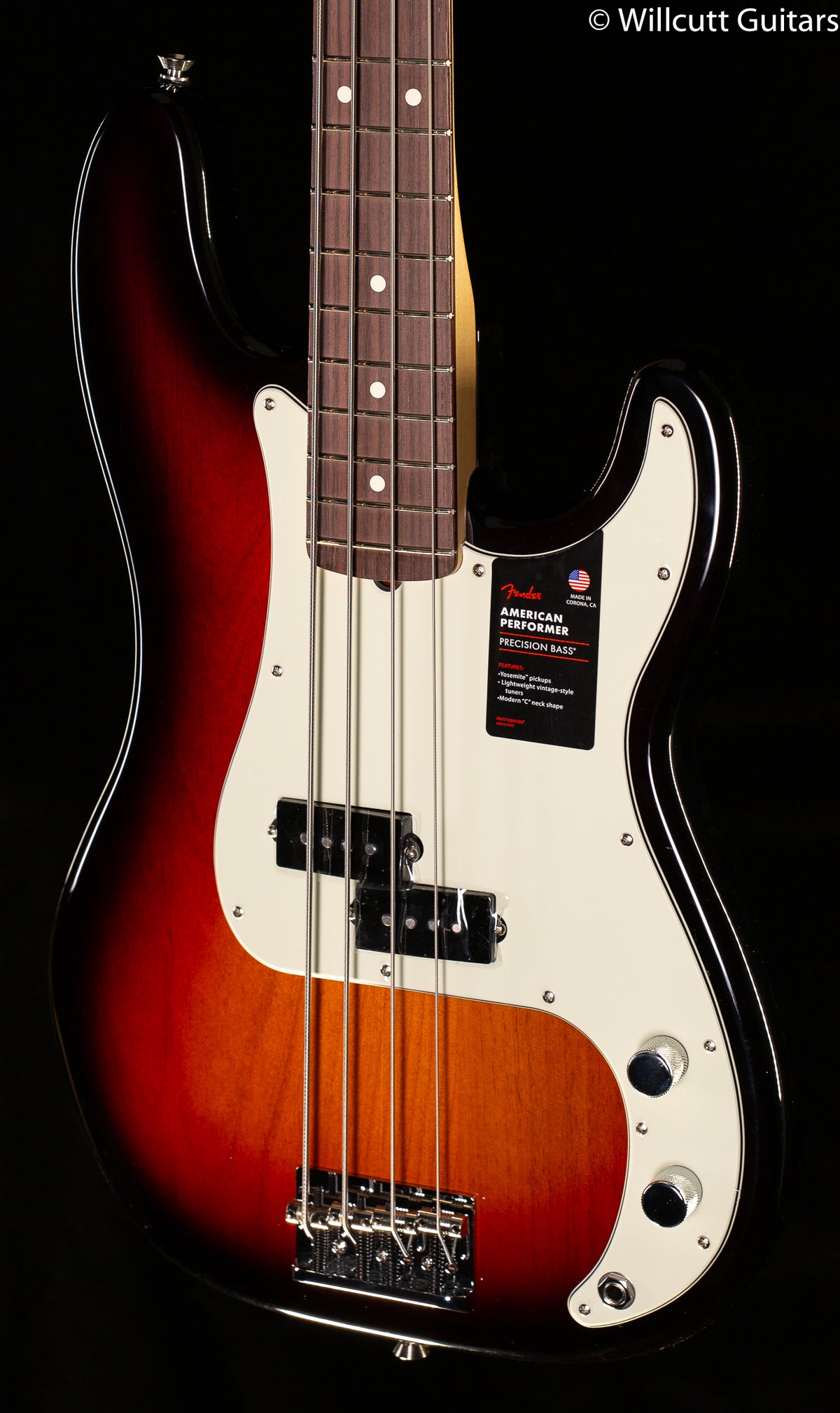 Fender American Professional Precision Bass 3-Tone Sunburst Rosewood Bass Guitar
