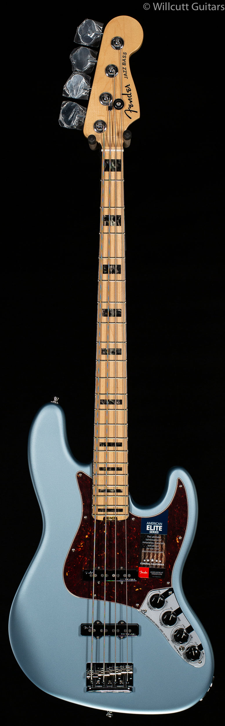 Fender American Elite Jazz Bass Satin Ice Blue Metallic Maple