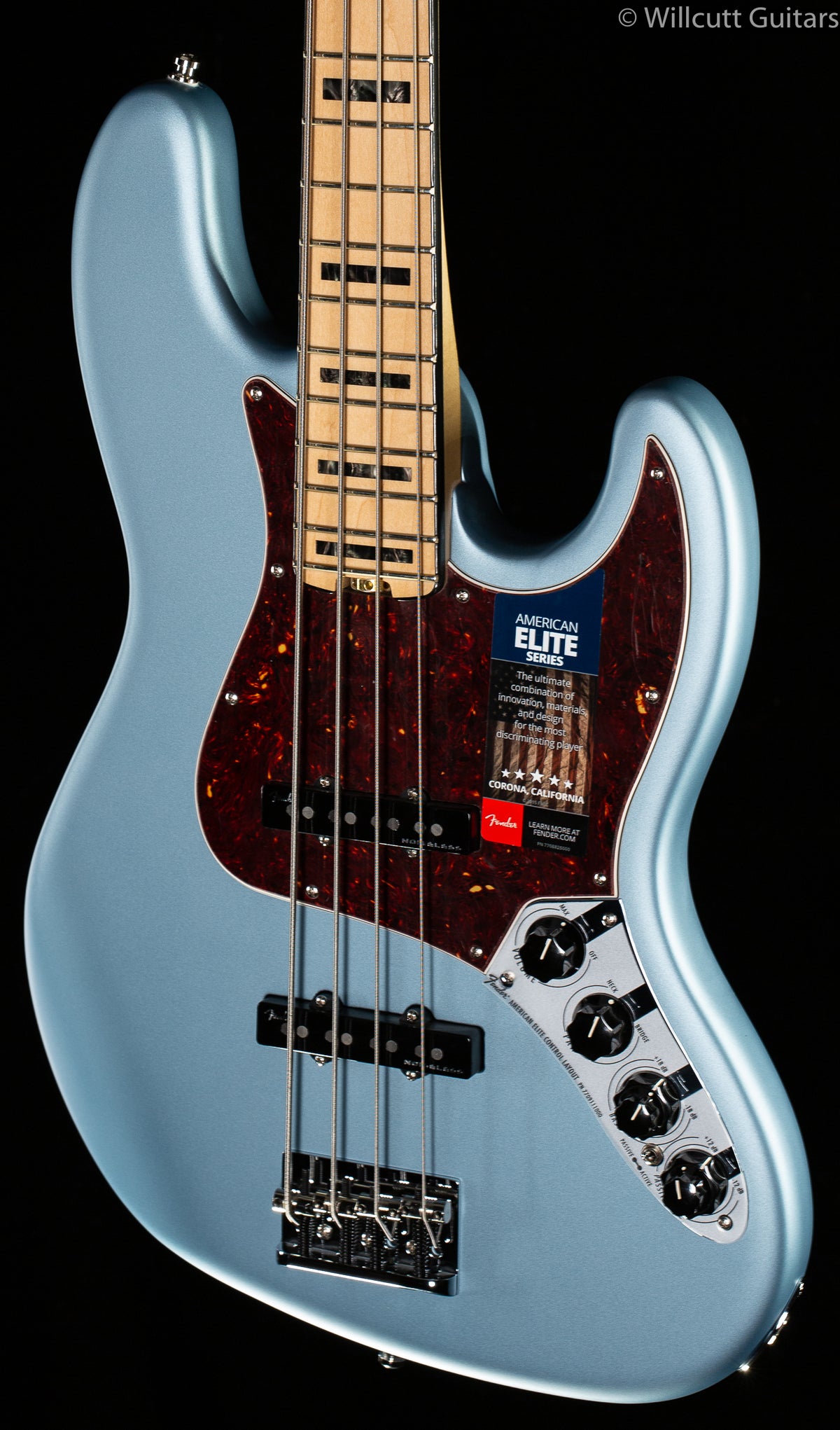 Fender American Elite Jazz Bass Satin Ice Blue Metallic Maple