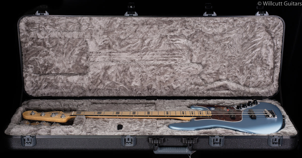 Fender American Elite Jazz Bass Satin Ice Blue Metallic Maple