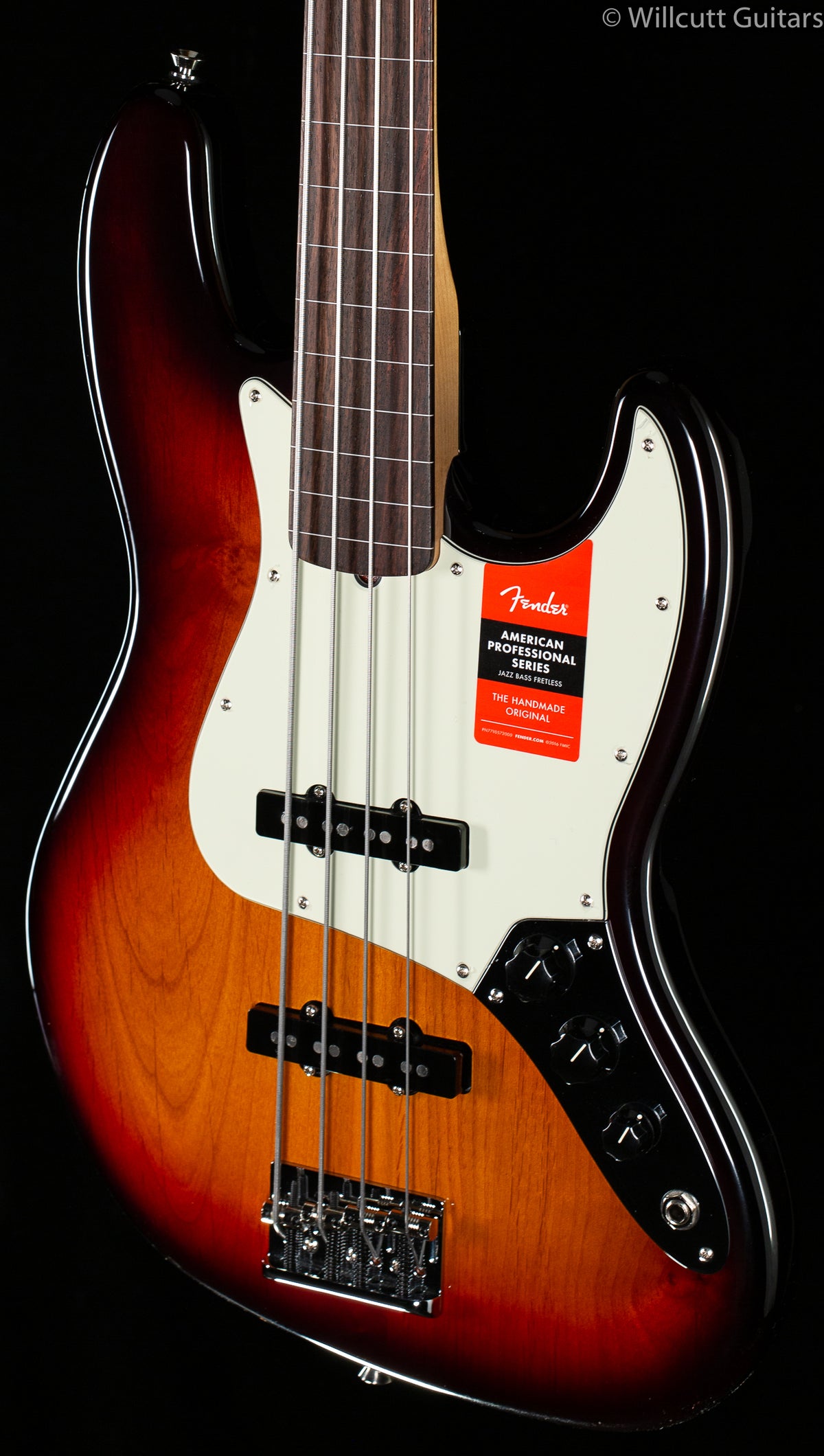 Fender American Professional Jazz Bass Fretless 3-Tone Sunburst Rosewood Bass Guitar (434)