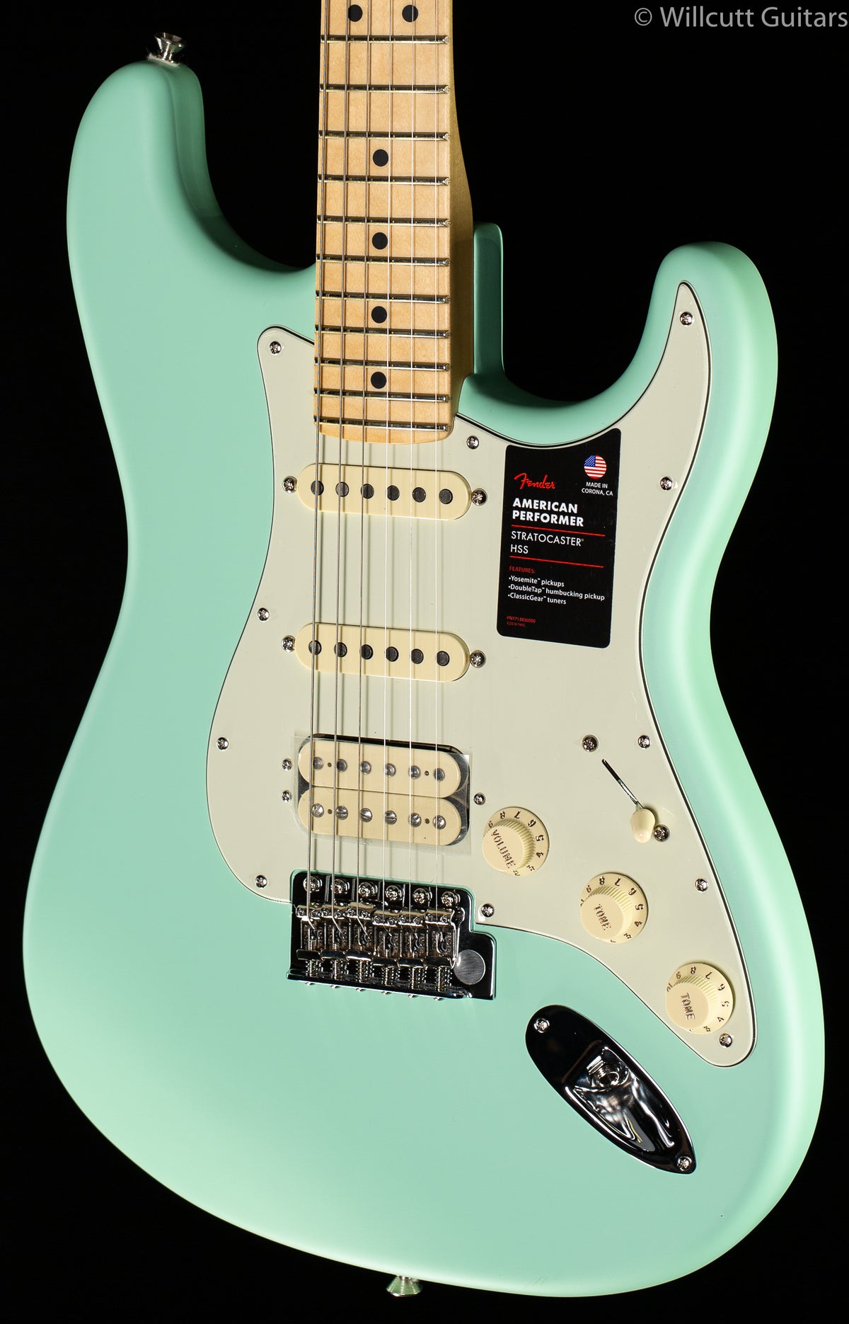 Fender American Performer Stratocaster HSS Satin Surf Green