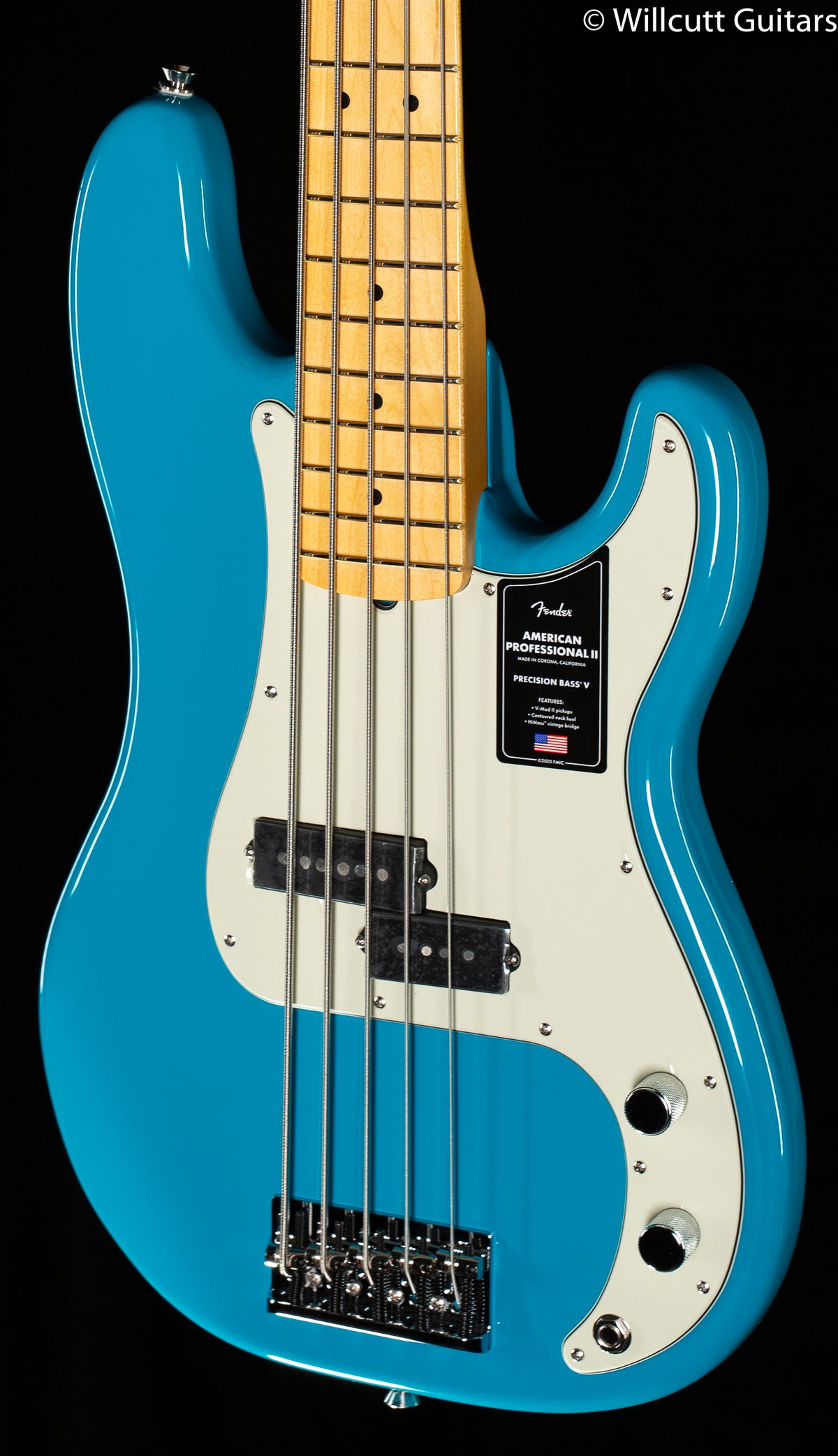 Fender American Professional II Precision Bass V Miami Blue Maple Fingerboard