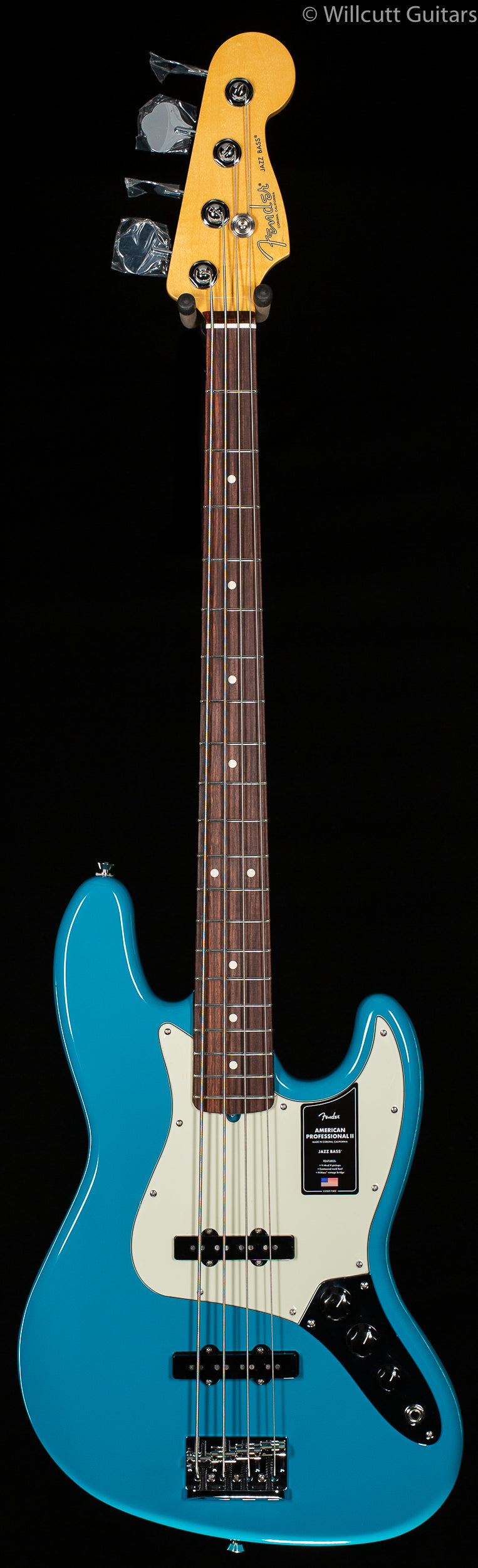 Fender American Professional II Jazz Bass Miami Blue Rosewood Bass Guitar (602)