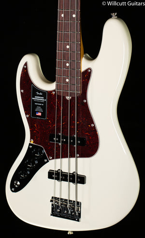 Fender American Professional II Jazz Bass Olympic White Rosewood Fingerboard Left-Hand Bass Guitar